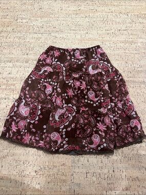 Y2K Kids/Womens Pink Paisley Tiered Skirt
